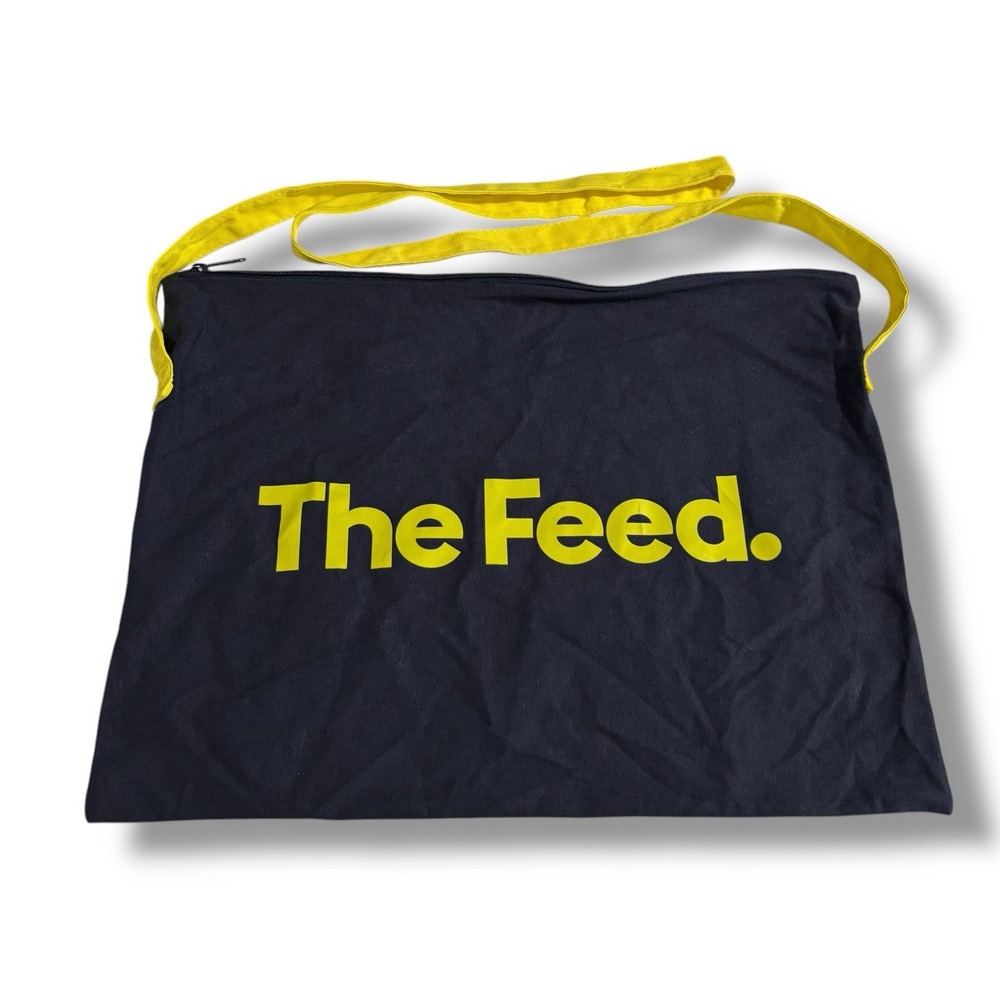 THE FEED Unisex‎ Musette Bag - Shoulder Strap - Blue Yellow - Approx 16.5 x 12.5
